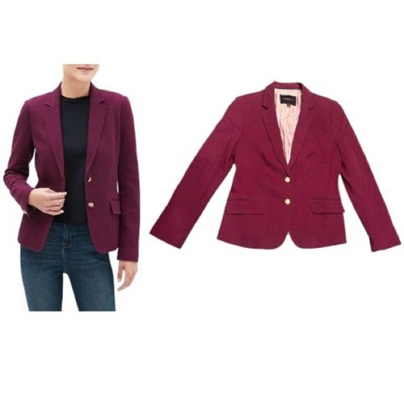 Banana Republic Factory Knit Pique Acedemy Blazer in Raspberry Size 6 - Picture 1 of 14